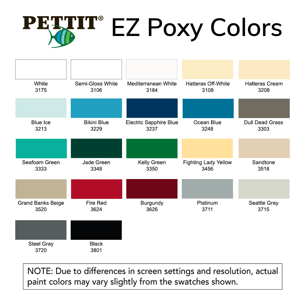 Pettit EZ Poxy color chart