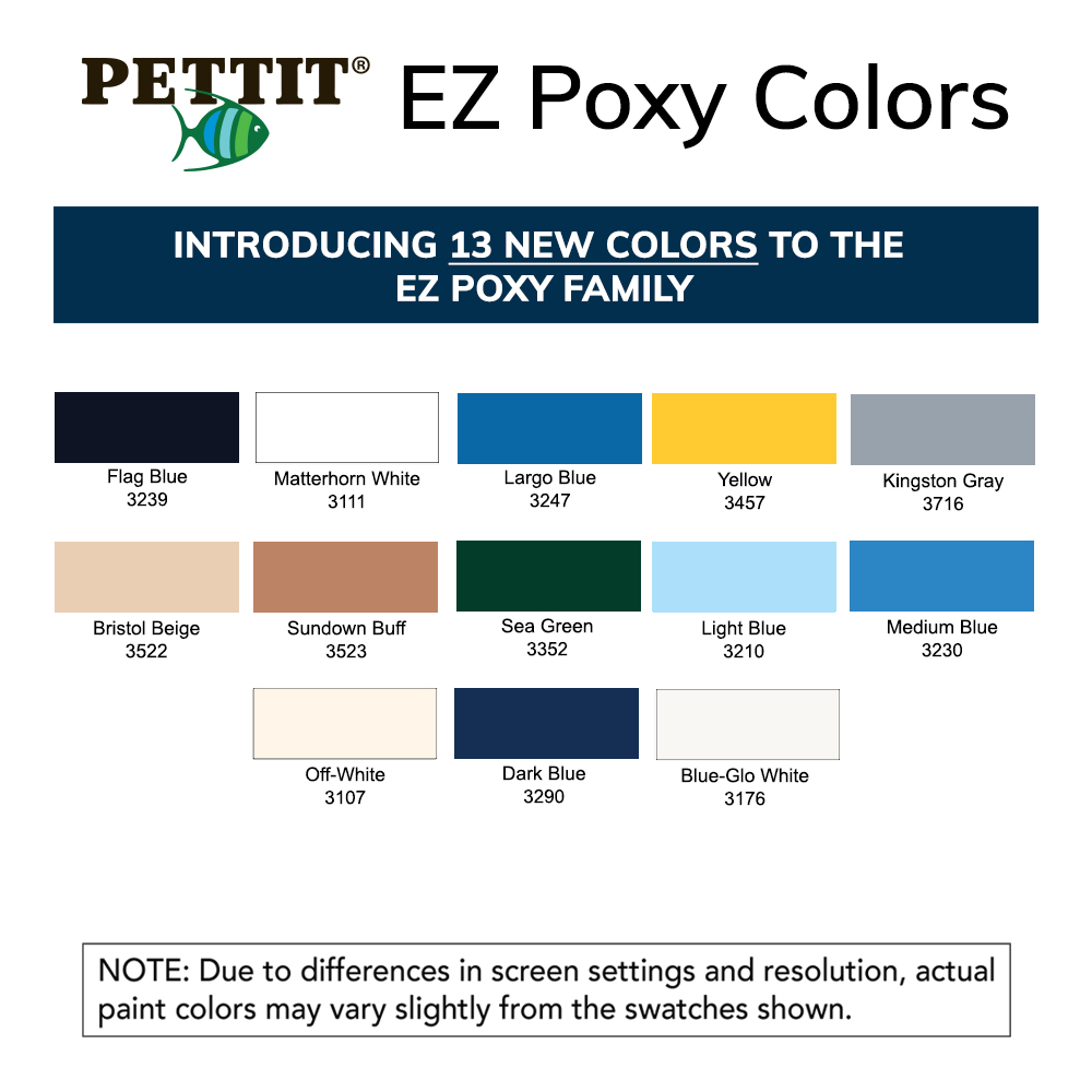 Pettit EZ Poxy color chart - new colors