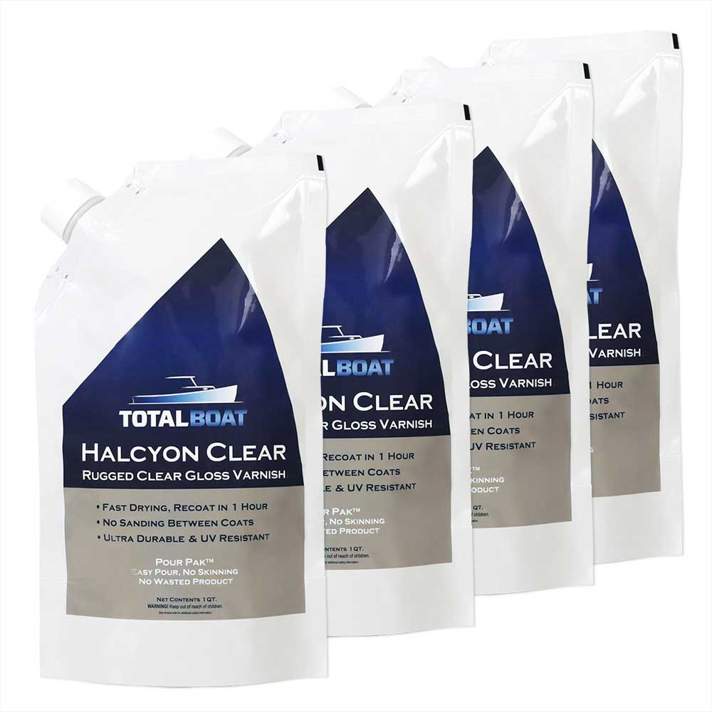 TotalBoat Halcyon Clear Marine Gloss Varnish 4 Quart Kit